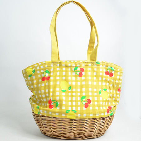 Le Voyage en Panier Vichy Fruit Insulated Basket Yellow