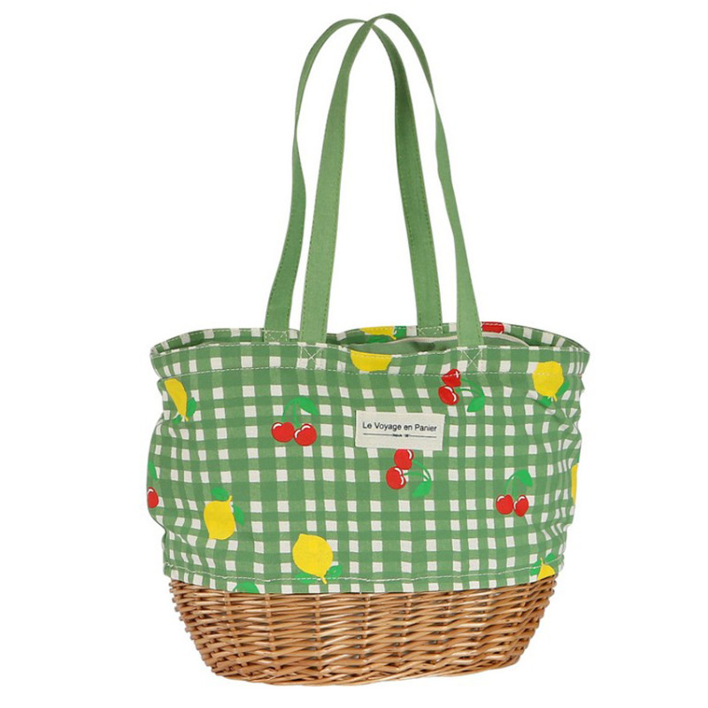 Le Voyage en Panier Vichy Fruit Insulated Basket Green