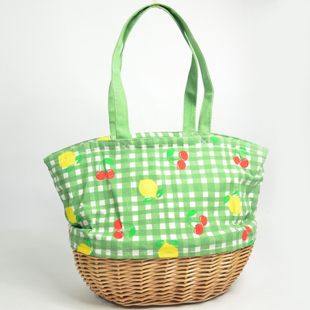 Le Voyage en Panier Vichy Fruit Insulated Basket Green