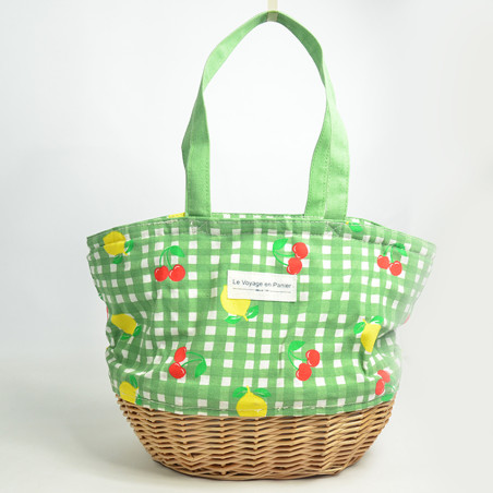 Le Voyage en Panier Vichy Fruit Insulated Basket Green