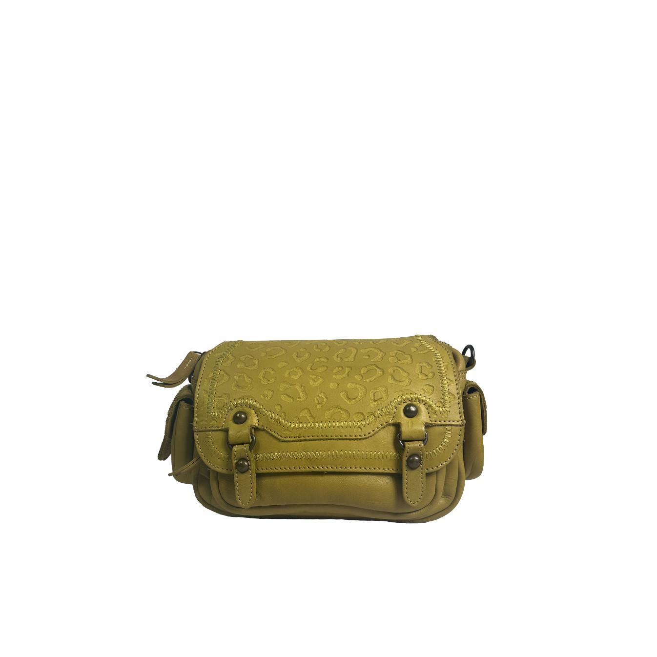 Biba Gardner Shoulder Bag in Washed Leather & Leopard Details GAD4L...