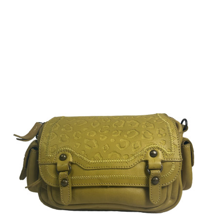 Biba Gardner Shoulder Bag in Washed Leather & Leopard Details GAD4L...