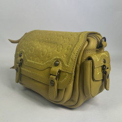 Biba Gardner Sac Bandoulière En Cuir Lavé & Détails Léopards GAD4L Amarillo côté