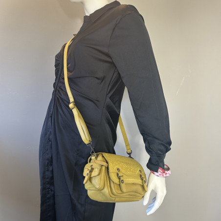 Biba Gardner Shoulder Bag in Washed Leather & Leopard Details GAD4L...