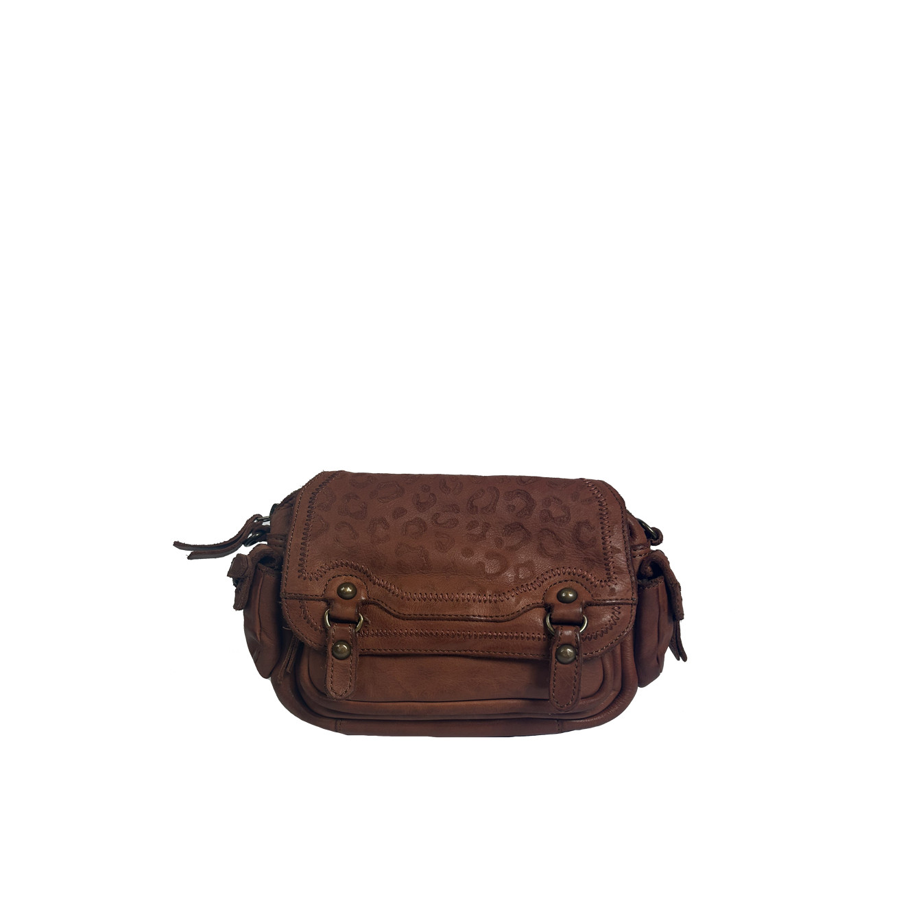 Biba Gardner Shoulder Bag in Washed Leather & Leopard Details GAD4L...