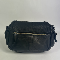 Biba Gardner Sac Bandoulière En Cuir Lavé & Détails Léopards GAD4L Negro dos