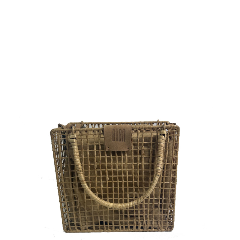 Biba Nigaloo Small Woven Bag in Raffia and Bamboo NIN1B Natural