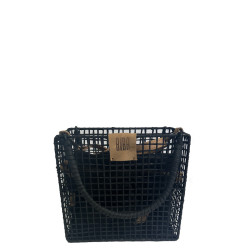 Biba Nigaloo Small Woven Bag in Raffia and Bamboo NIN1B Negro