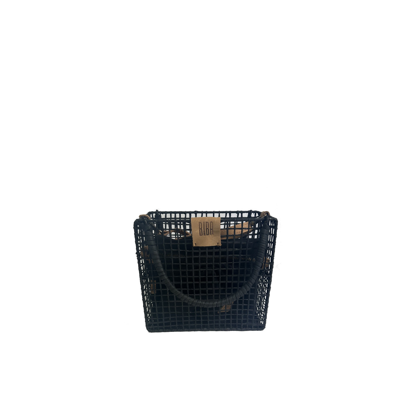 Biba Nigaloo Small Woven Bag in Raffia and Bamboo NIN1B Negro