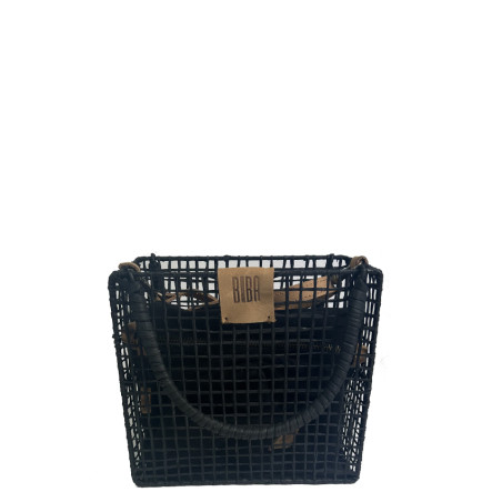 Biba Nigaloo Small Woven Bag in Raffia and Bamboo NIN1B Negro