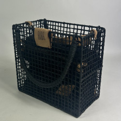 Biba Nigaloo Small Woven Bag in Raffia and Bamboo NIN1B Negro