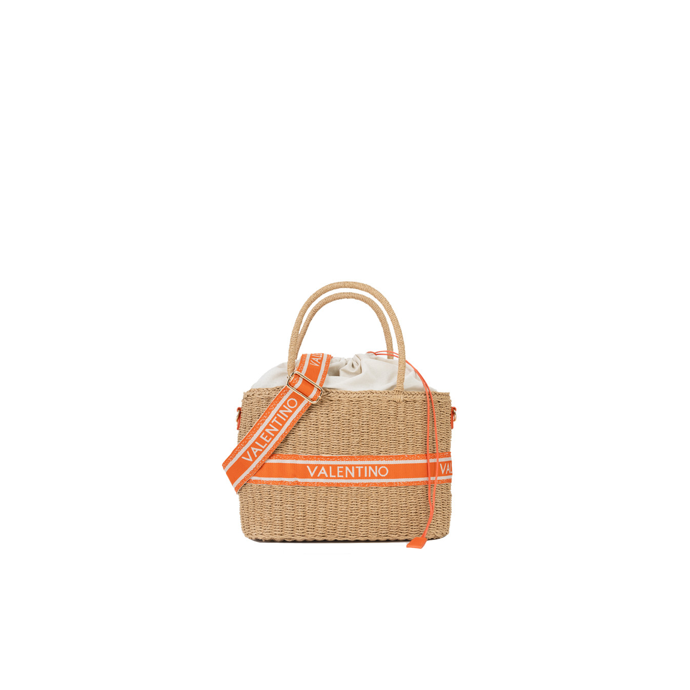 Valentino Boho Small Basket Bag Handheld Natural/Arancio
