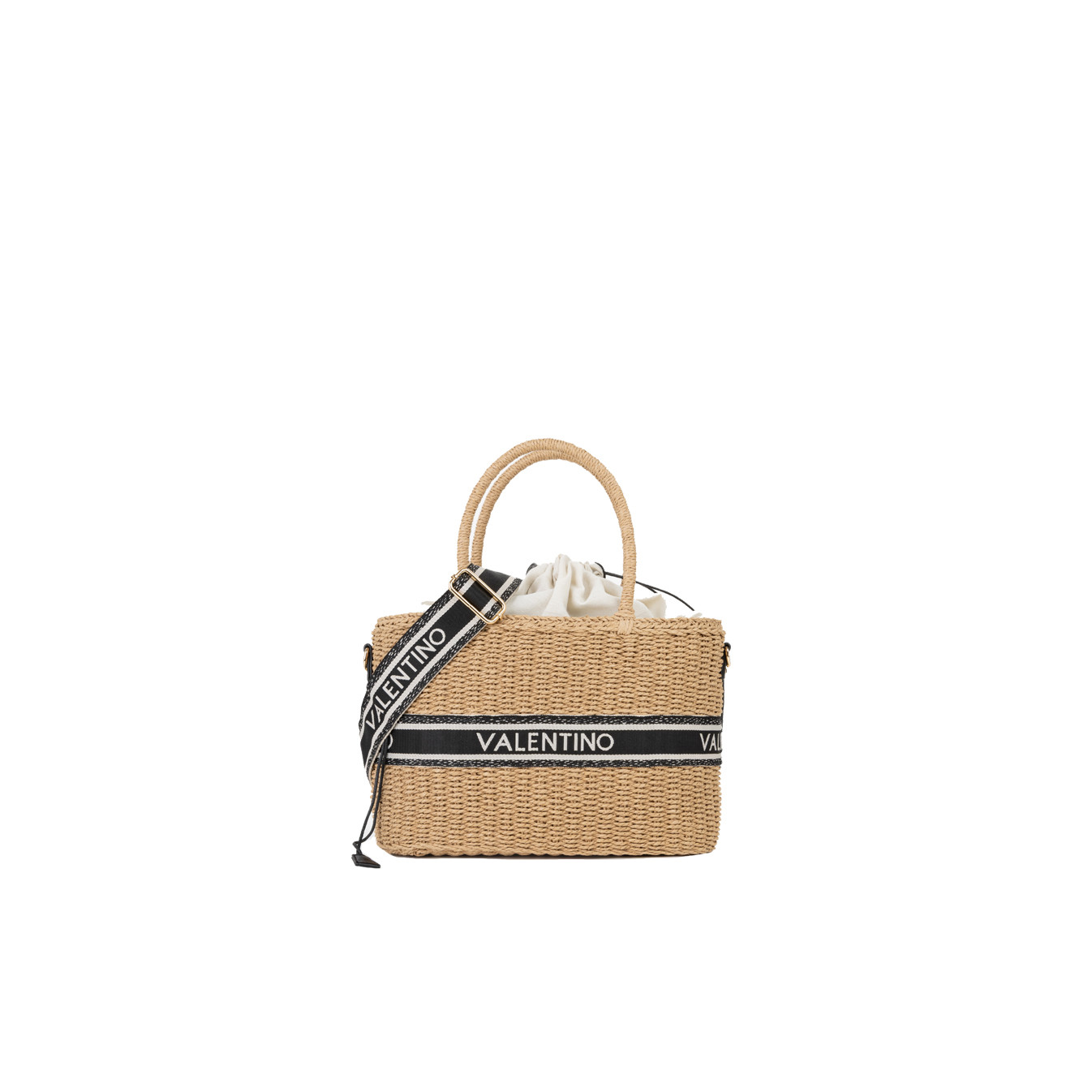 Valentino Boho Small Basket Bag Handheld Natural/Nero