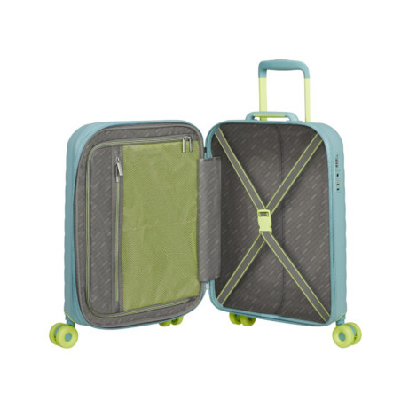 American Tourister Neovibe Valise Cabine Rigide 55Cm Extensible 4 Roues TSA Muted Mint ouvert