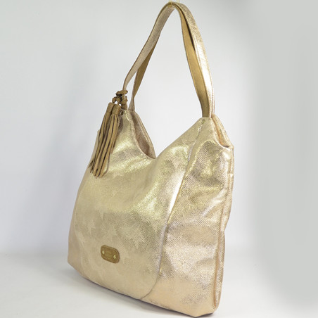 Mila Louise Naomi PG2 Hobo Canvas Lined Vachetta Leather Bag Amber