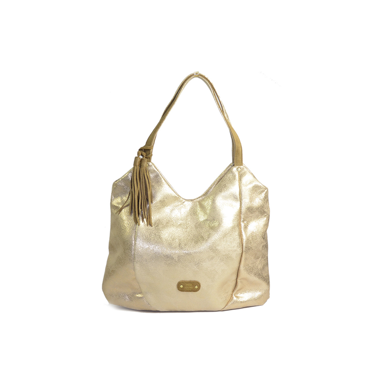 Mila Louise Naomi PG2 Sac Hobo Toile Garnie Cuir de Vachette Ambre
