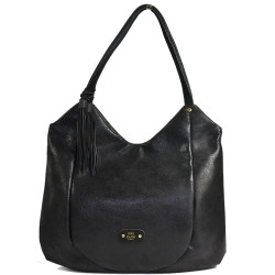 Mila Louise Naomi PG2 Sac Hobo Toile Garnie Cuir de Vachette Noir
