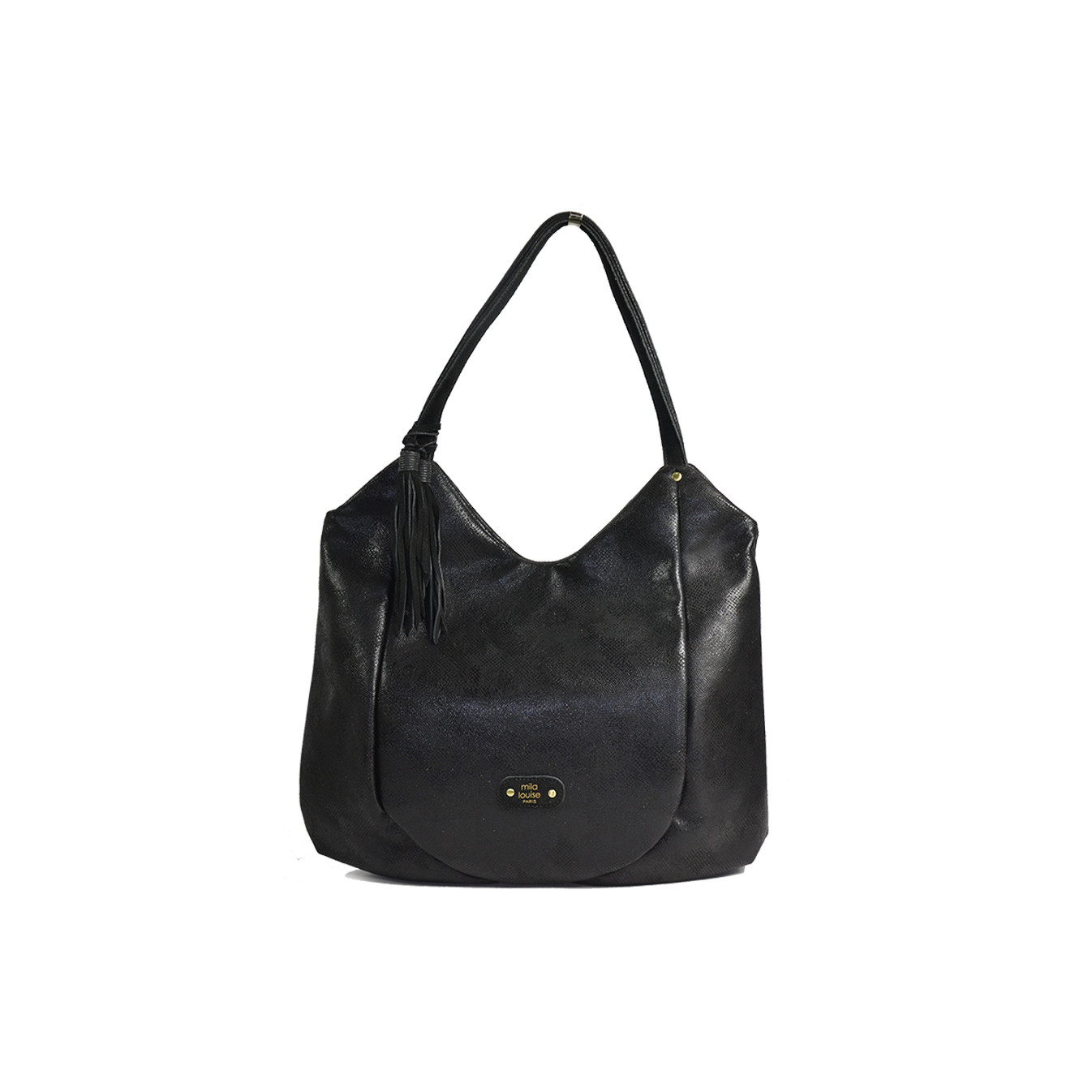 Mila Louise Naomi PG2 Sac Hobo Toile Garnie Cuir de Vachette Noir