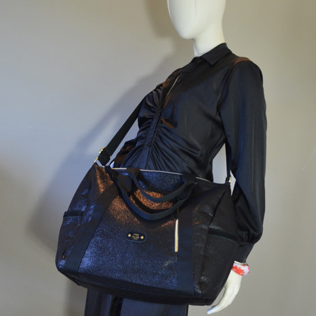 Mila Louise Nicoli AR5 Grand Cabas et Sac Week-end Noir porté