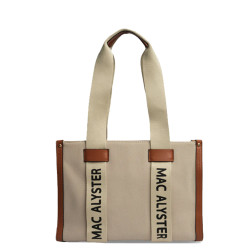 Mac Alyster Miss Clover Shopping Bag with Raffia Details Cognac