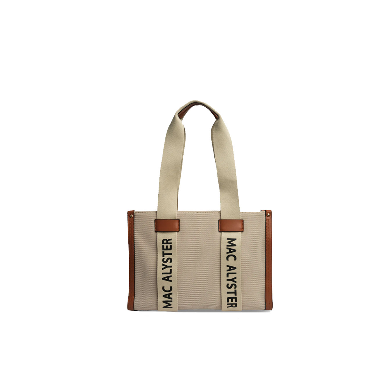 Mac Alyster Miss Clover Shopping Bag with Raffia Details Cognac