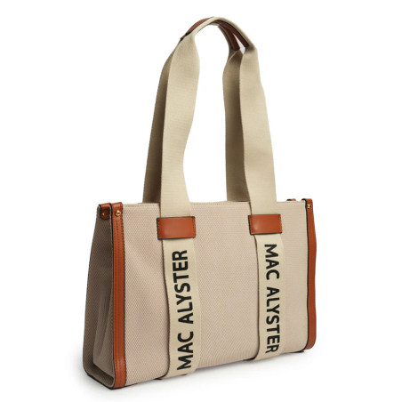 Mac Alyster Miss Clover Shopping Bag with Raffia Details Cognac