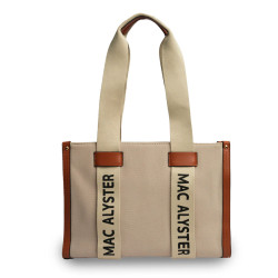 Mac Alyster Miss Clover Shopping Bag with Raffia Details Cognac