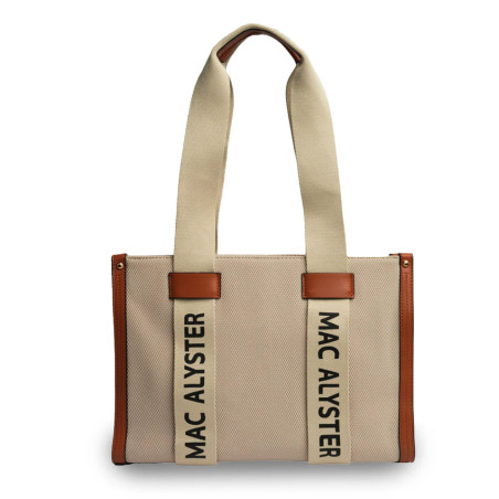 Mac Alyster Miss Clover Shopping Bag with Raffia Details Cognac