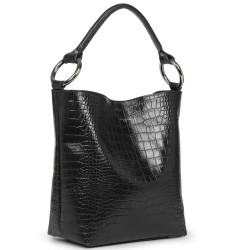 Sequoia Handle Croco Bucket Bag Shoulder Carried L Black