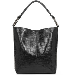 Sequoia Handle Croco Bucket Bag Shoulder Carried L Black