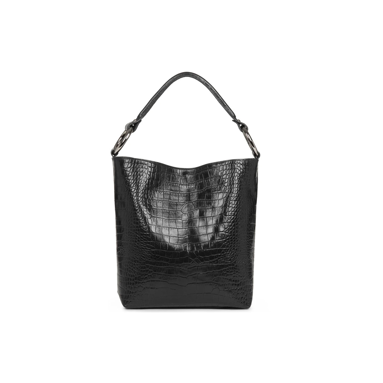 Sequoia Handle Croco Bucket Bag Shoulder Carried L Black
