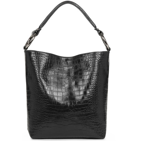 Sequoia Handle Croco Bucket Bag Shoulder Carried L Black