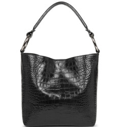 Sequoia Handle Croco Bucket Bag Shoulder M Black