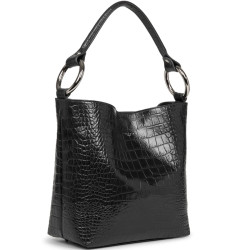 Sequoia Handle Croco Bucket Bag Shoulder M Black