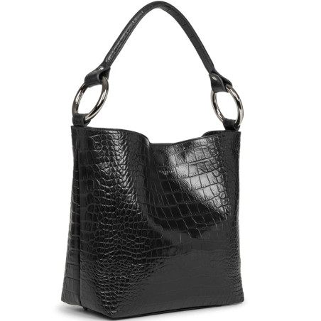 Sequoia Handle Croco Sac Seau Porté Epaule M Noir cote