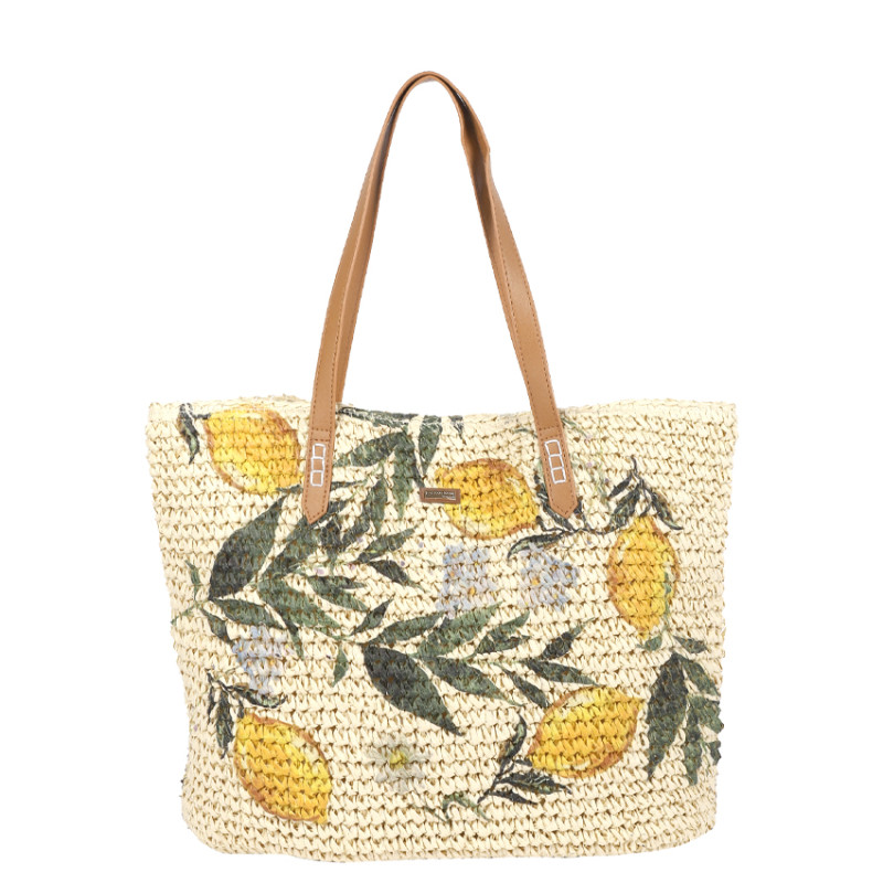 Les Tropéziennes NAV-TZ-01 Basket with Lemon Motifs Natural