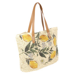 Les Tropéziennes NAV-TZ-01 Basket with Lemon Motifs Natural
