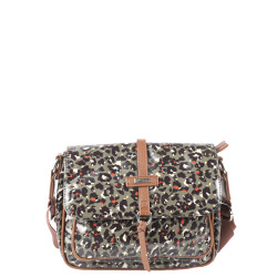 Les Tropéziennes Ruteboeuf Crossbody Bag with Leopard Kaki Flap