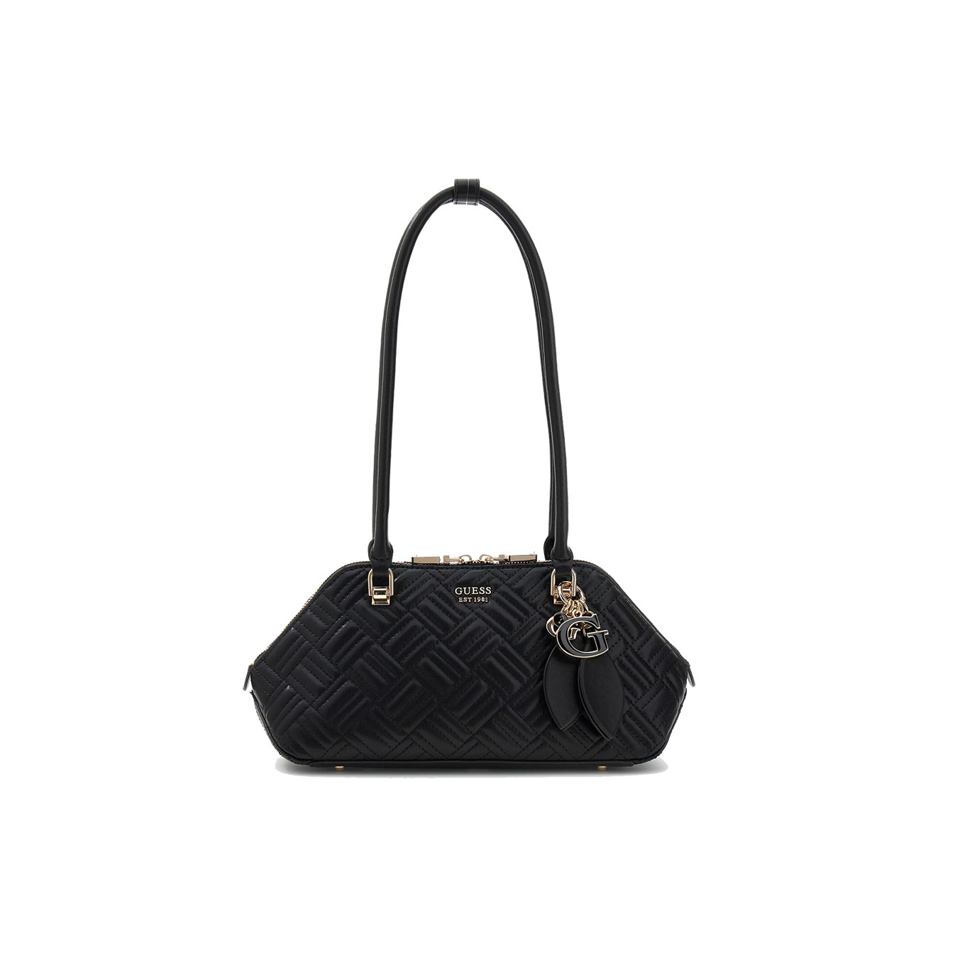 Guess Sally Quilted Hobo Bag with Charms Black