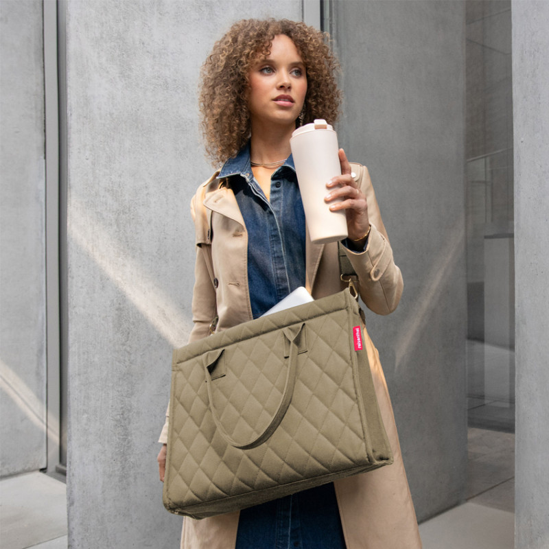Reisenthel Daily Large Business Bag with Rhombus Olive Shoulder Strap