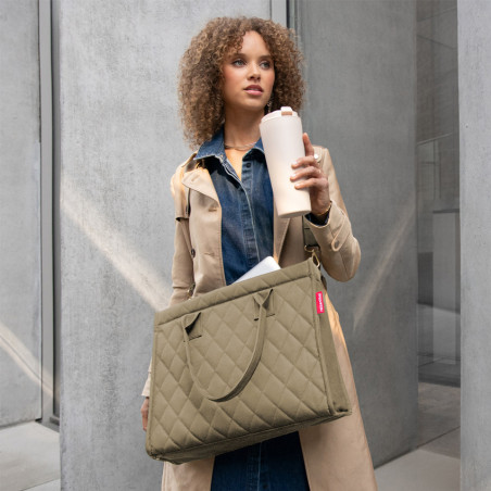 Reisenthel Daily Grand Sac Business Avec Bandoulière Rhombus Olive