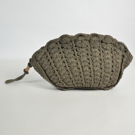 Biba Sunibel Crochet Pouch in Braided Cotton Anthracite
