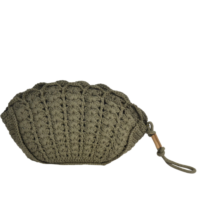 Biba Sunibel Crochet Pouch in Braided Cotton Anthracite