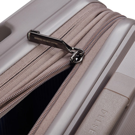 Delsey Lutece Valise Cabine S Slim Extensible 4 Roues 55 CM TSA Marron fermeture