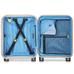Delsey Lutece Valise Cabine S Slim Extensible 4 Roues 55 CM TSA Beige ouvert