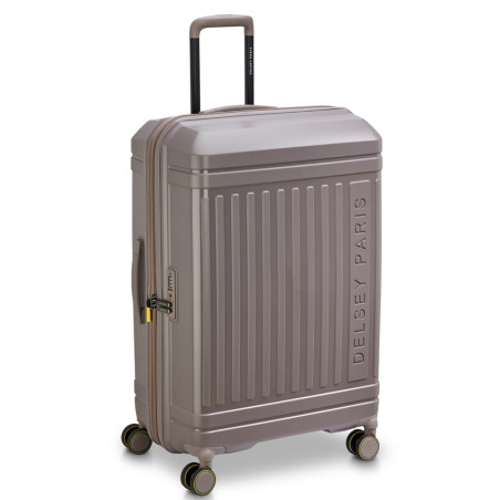 Delsey Lutece Grande Valise Extensible 4 Roues 76 CM TSA Marron côté
