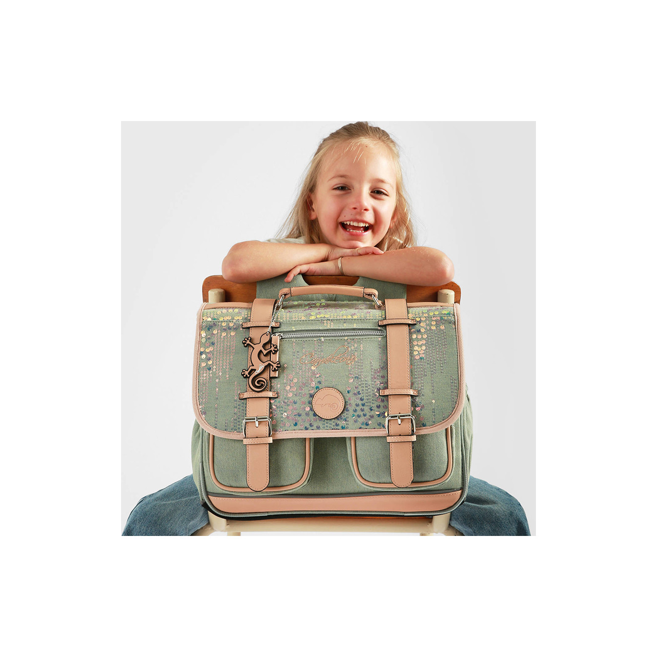 Chameleon Vintage Fantasy Girl 38cm Backpack Holographic Denim