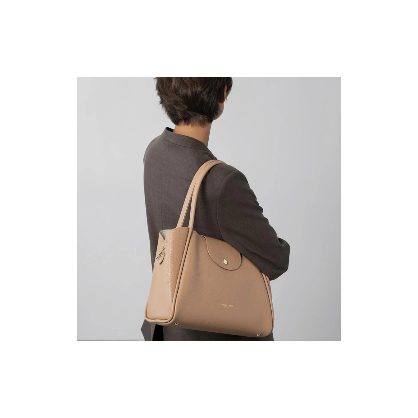 Lancaster Ida Double Tote Shoulder Bag 470-85 Natural In Beige