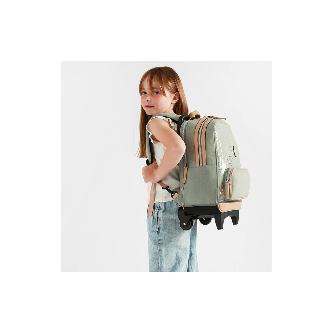Caméléon Vintage Fantasy Sac A Dos A Roulettes 50cm Holographic Denim