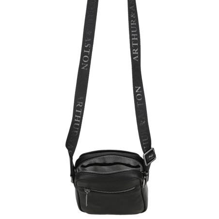 Arthur and Aston Danny Small Crossbody Bag for Men in Black Leather